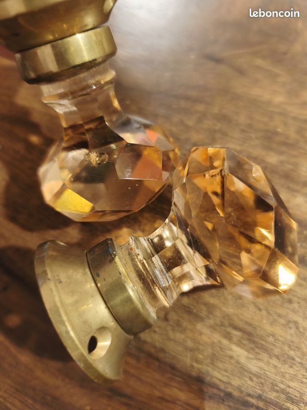 Poignée de porte en verre diamant rose orange (image 5)