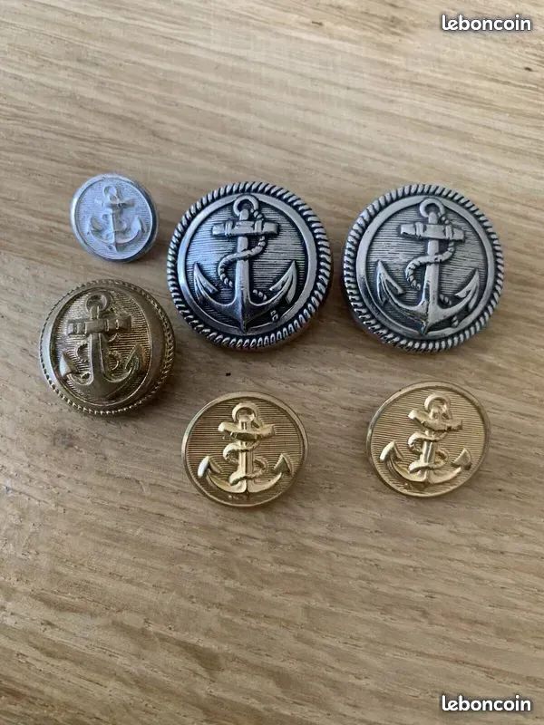 Lot ancien bouton uniforme marine national ancre militaire (image 1)
