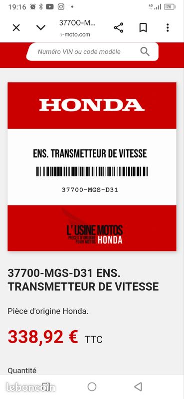 Transmetteur de vitesse honda (image 3)