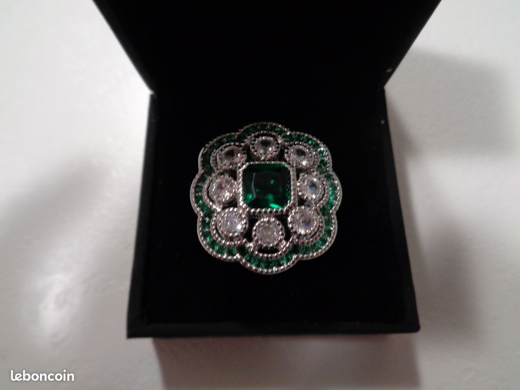Bague Vintage Sertie Bleu Et Noir - Taille 62 - Neuf Sans Emballage - Fabriqué En France