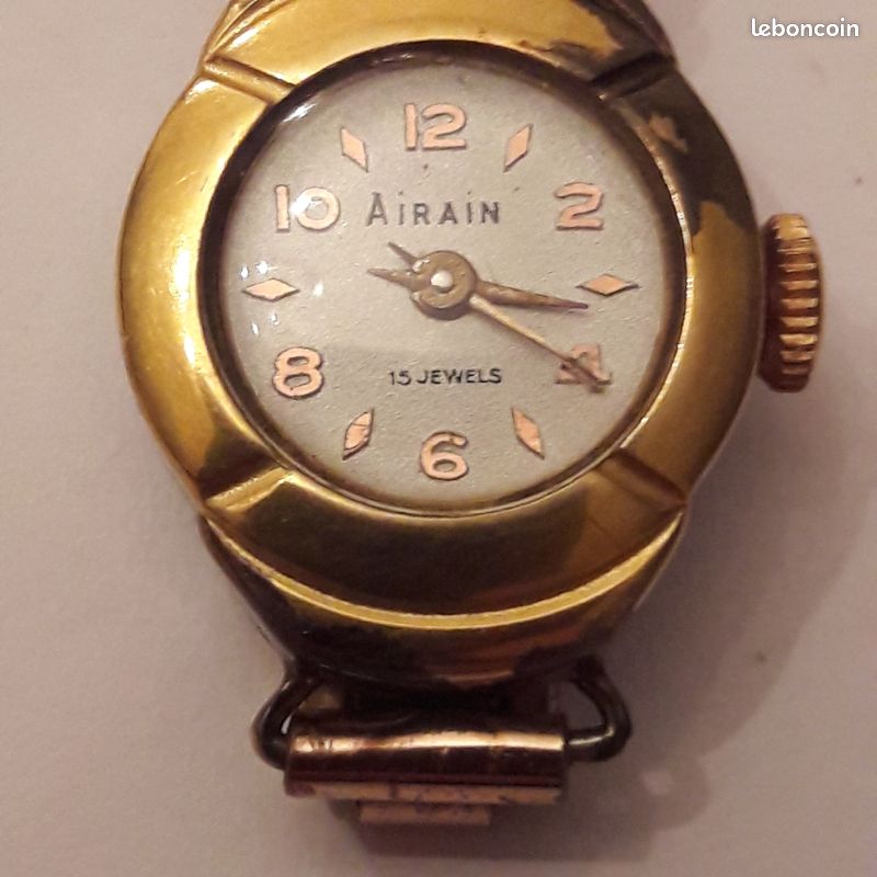 Montre Femme Mécanique Plaqué Or 15 Rubis - Vintage, Bracelet Neuf, Boucle D'origine | Occasion