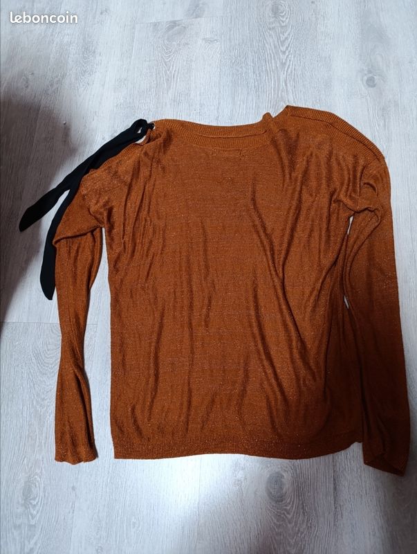 Pull Femme manches longues marron léger cache taille 38 (image 2)