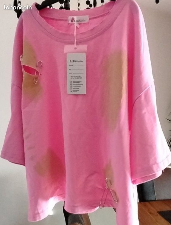 T shirt rose neuf avec étiquette (image 1)