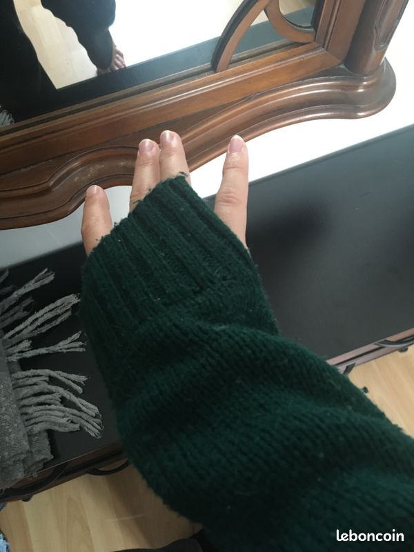 Pull vert sapin col roulé Vêtements