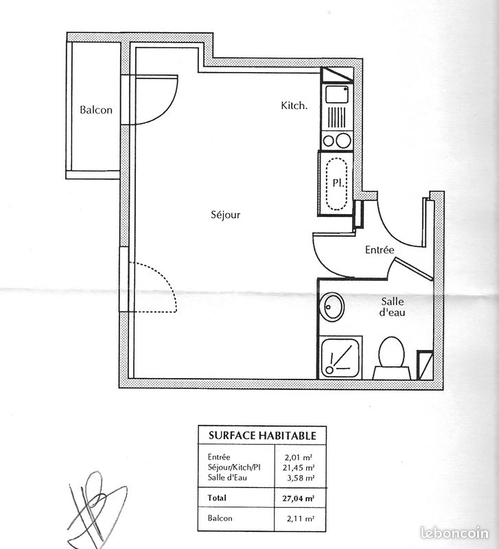 Appartement 1 pièce 27 m² · à Marseille · 27 m² · 450 €/mois