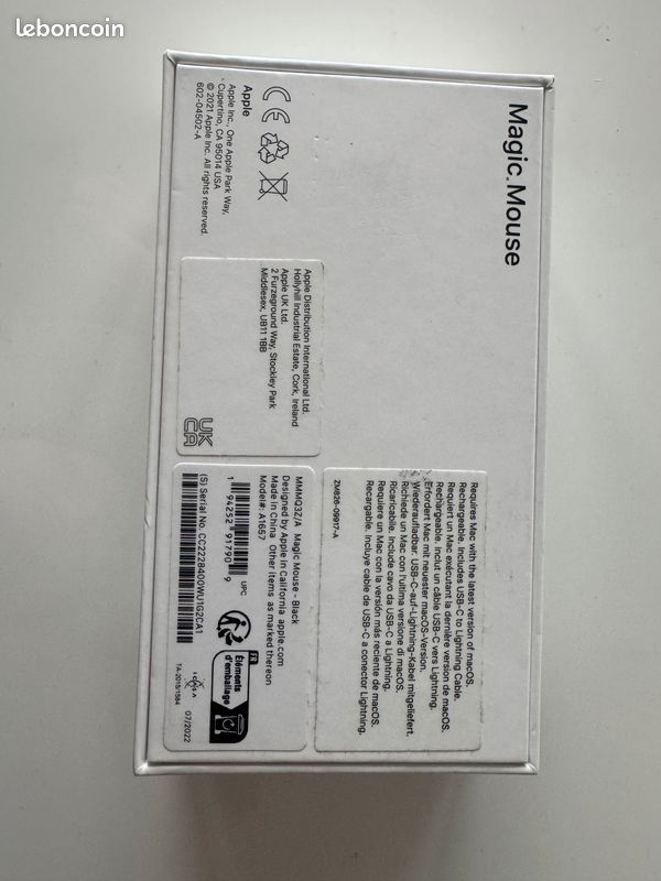 Souris Sans Fil Apple Magic Mouse 2 noir (image 4)