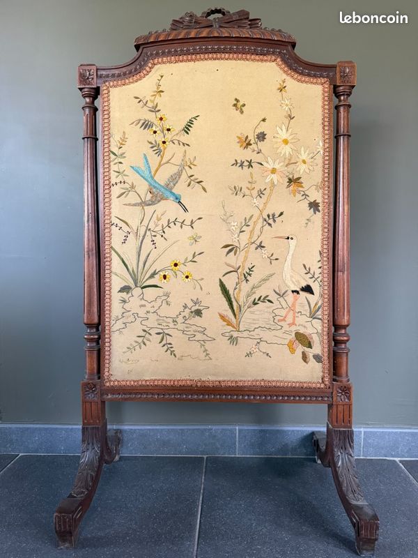 ÉCRAN DE CHEMINÉE pare feu ancien en bois art nouveau 1900 EUR 40,00