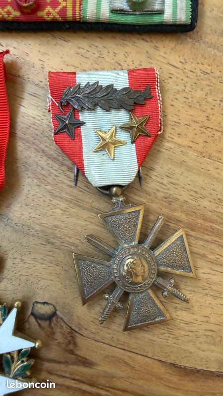 Placard médailles + légion d’honneur grand officier + croix de guerre citations (image 5)