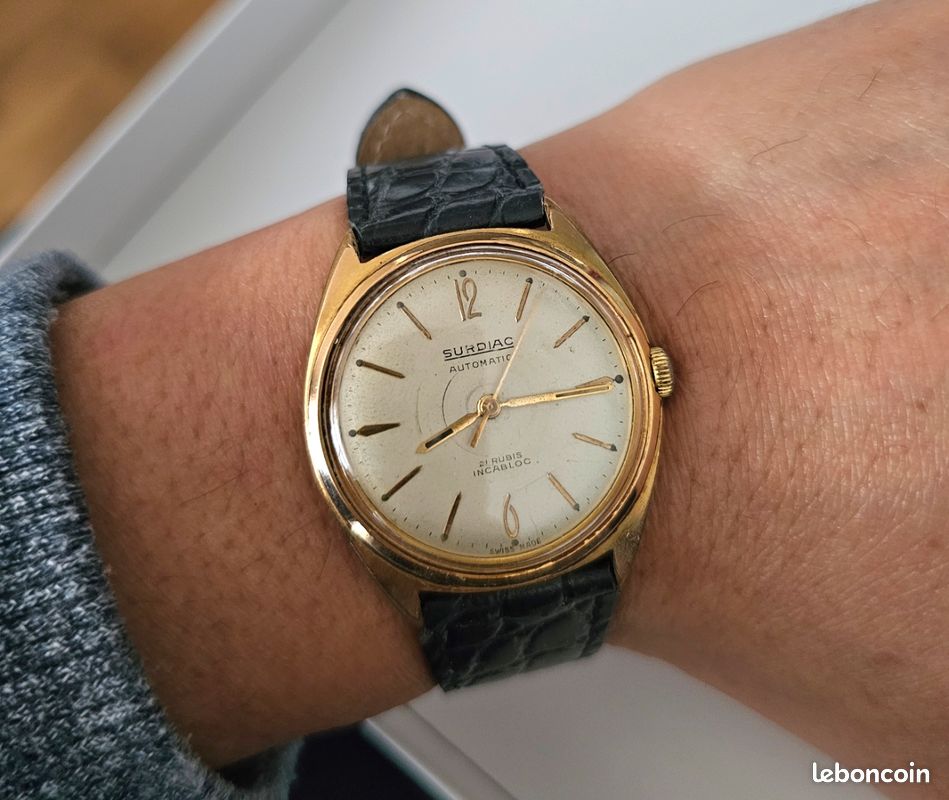 Montre vintage automatique suisse de marque SURDIAC, 36mm (image 3)