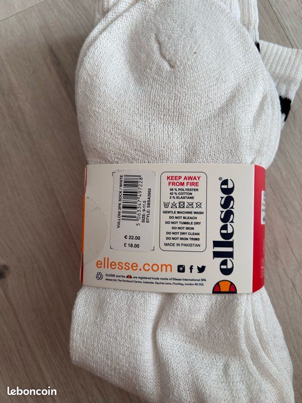 Lot de 3 chaussettes sport ellesse 43-46 neuves (image 2)