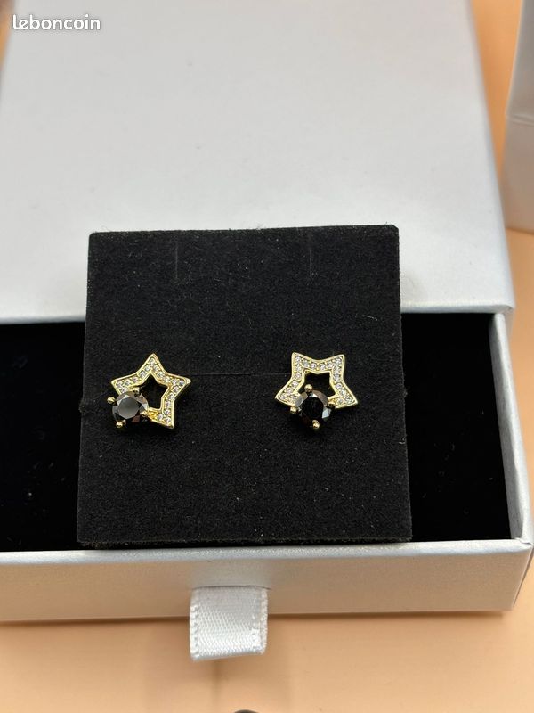 Boucles d'oreilles en argent plaquage or et diamants de moissonite avec carte gra certificat (image 6)