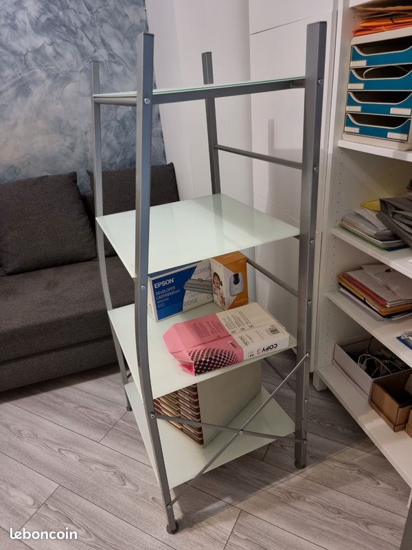 Bureau et etagere design verre/ metal (image 3)