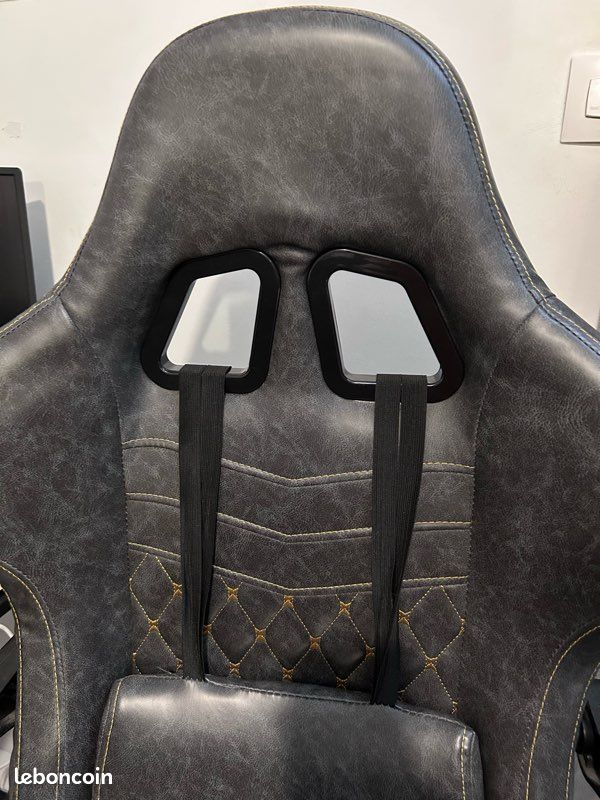 Chaise gaming Dowinx avec repose-pieds – Gris – Bon état (image 6)