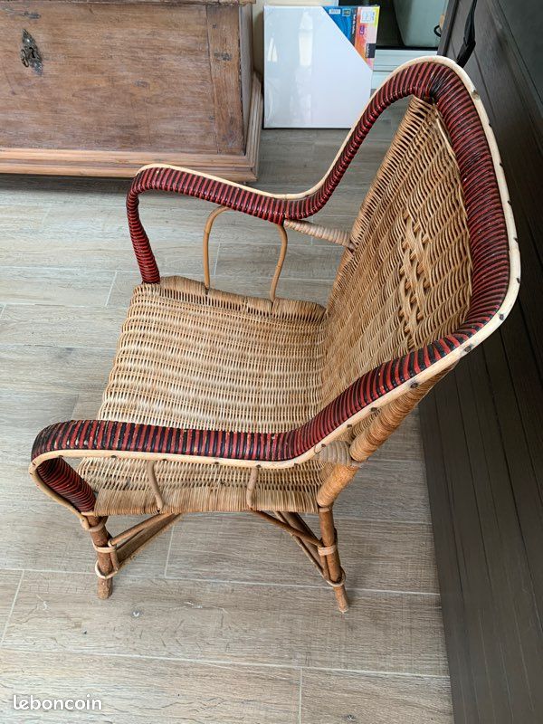 Fauteuil osier ancien (image 2)