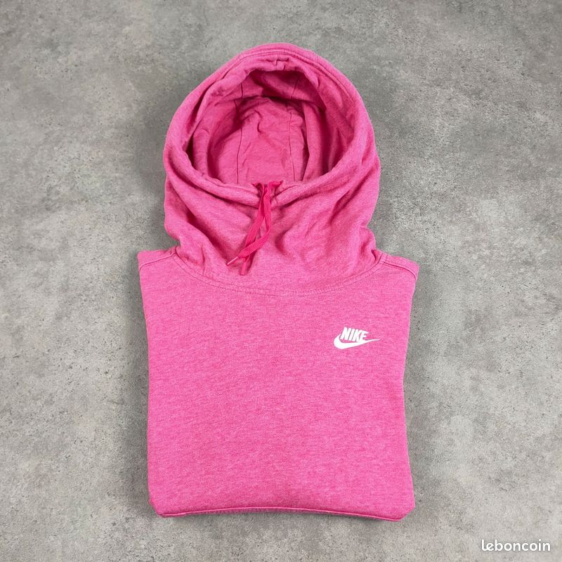 Sweat A Capuche Hoodie Nike Col Montant Femme Rose Logo Brodé