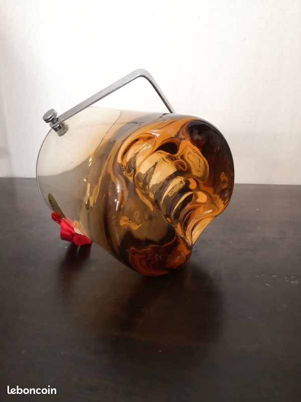 Seau à glaçons vintage verre fumé neuf (image 4)
