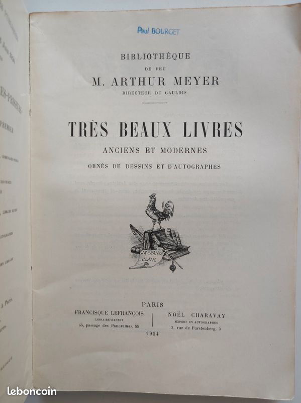 Bibliothèque de feu M. Arthur Meyer (dir. Du Gaulois). Très beaux livres anciens et modernes (image 2)