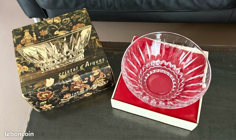 Saladier Vintage En Cristal Rouge Portieux – Années 60/70 – Neuf – Décoration Française