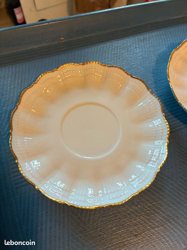 Soucoupes petites assiettes bord doré Giraud porcelaine de Limoges (image 4)
