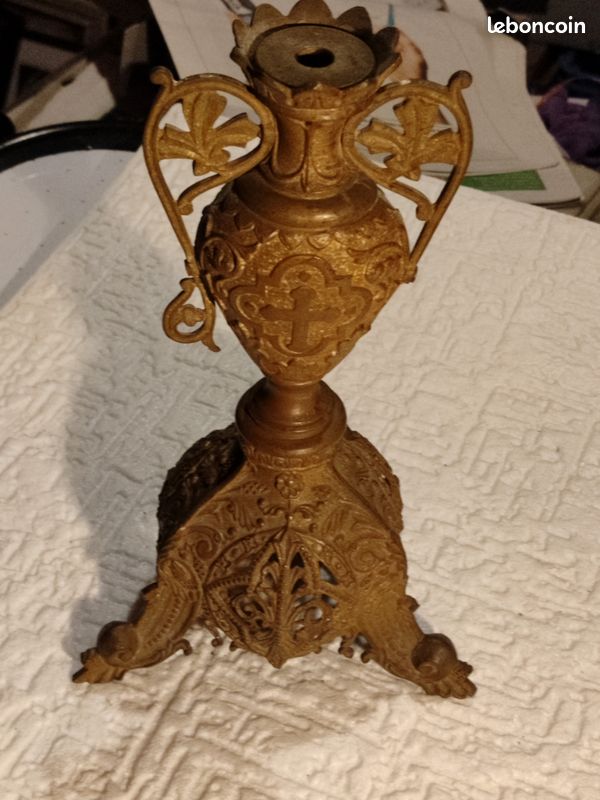 Ancien Bougeoir En Bronze - Objet Déco Vintage - Sans Marque