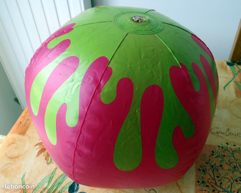 GROS BALLON DE PLAGE ENFANT épais rose et vert (image 1)