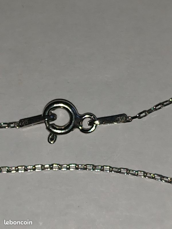 Collier + pendentif argent massif zirconium (image 2)