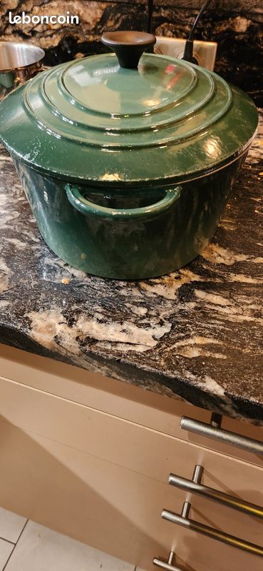 COCOTTE EN FONTE ÉMAILLÉE RÉTRO AVEC COUVERCLE 4,3 L VINTAGE CUISINE - GRISE - Maison