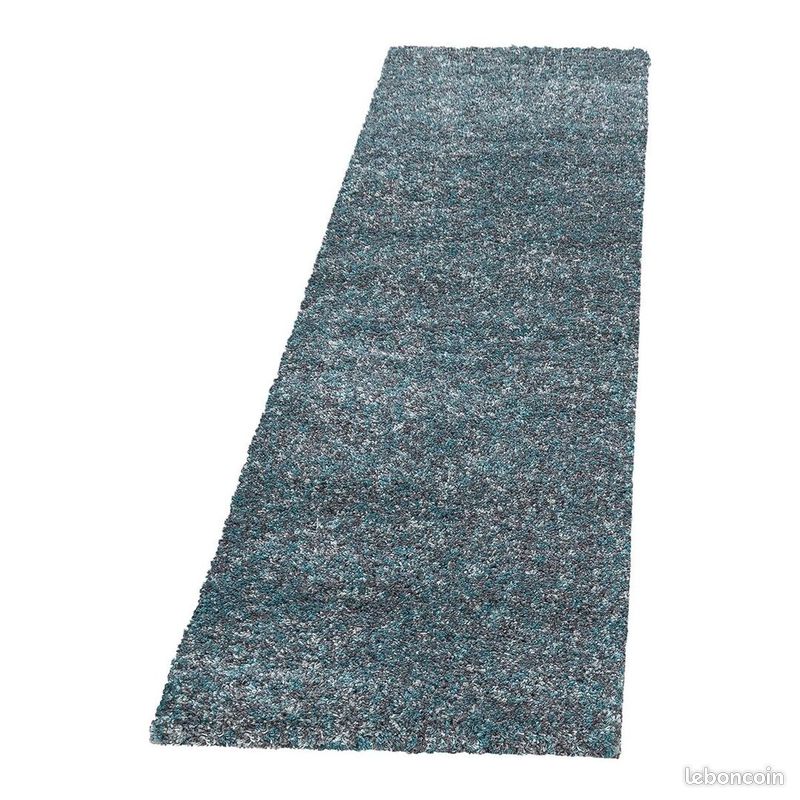 Tapis shaggy rectangle bicolore moderne Benno Bleu 60x110 (image 4)