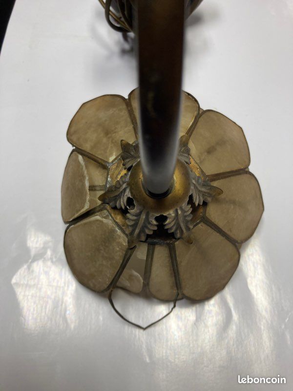 Lampe fleur en laiton et nacre (image 6)