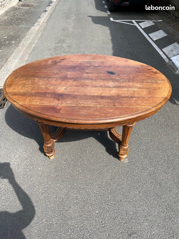 Grande table en bois avec 3 rallonges (image 1)