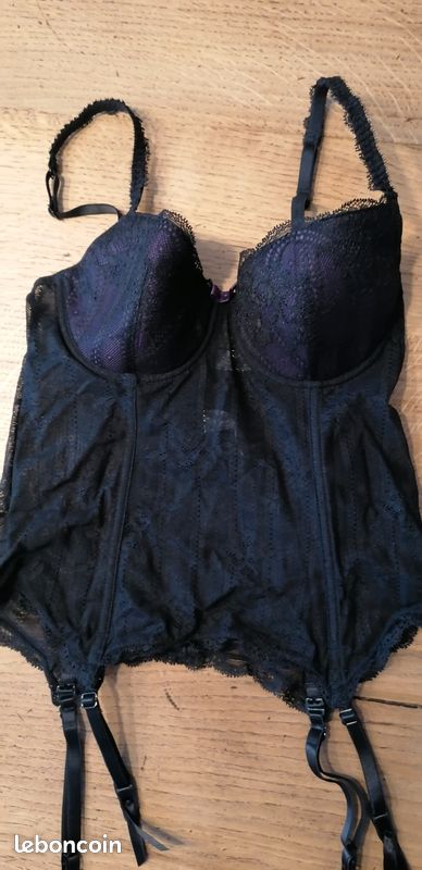 Corset Etam Noir Et Violet Taille 38 Bonnet B - Neuf Sans étiquettes, Avec Armatures Et Bretelles