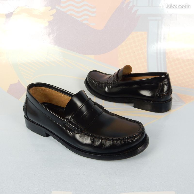Vintage Rubivo 38 mocassins low boot black leather cuir noir segs fashionable (image 1)