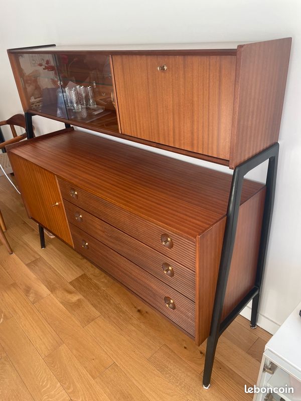 Meuble enfilade en bois années 1960 vintage scandinave (image 6)