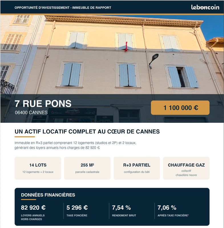 Immeuble 16 pièces 385 m² · à Cannes · 385 m² · 1 100 000 €