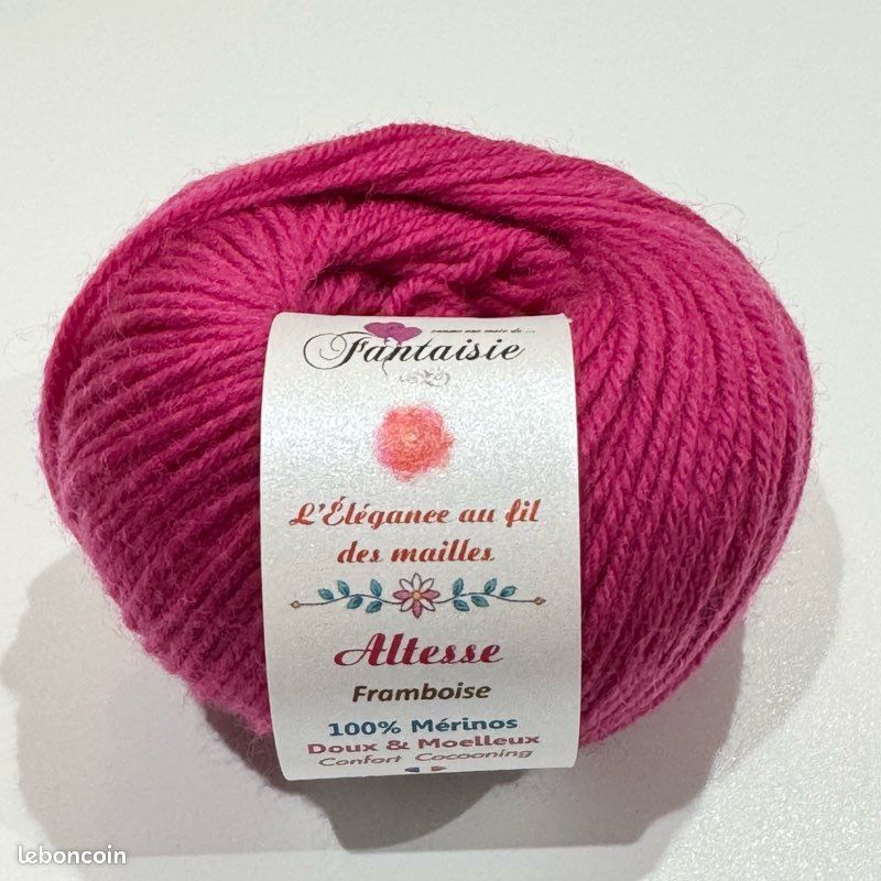 Laine Mérinos Altesse framboise 10 pelotes de 50g 130m (image 1)