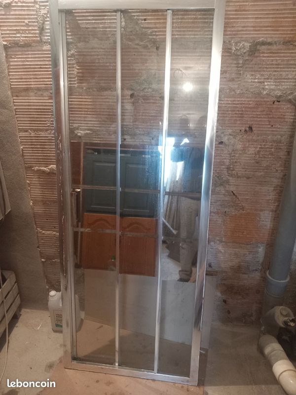 Porte de douche coulissante largeur 80cm avec bac en gré (image 4)