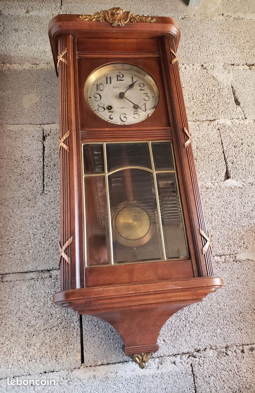 Horloge murale ancienne Morbier – carillon Westminster – bois sculpté - Ameublement