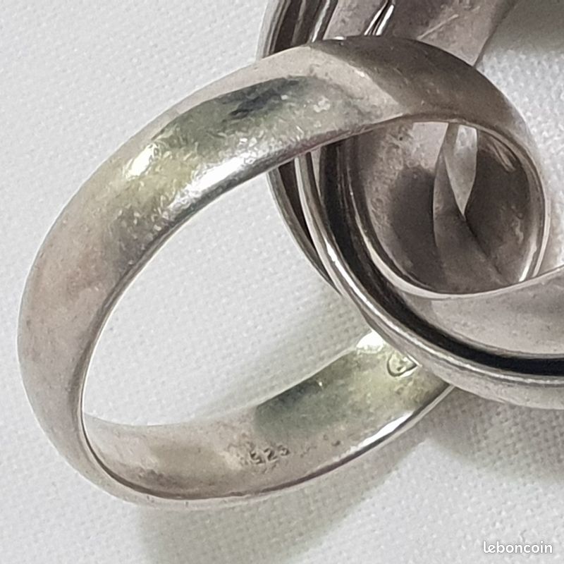 Bague 2 anneaux entrelacés - Argent - Effet petit bosselé et lisse - ATELIER AXELLE PETIT