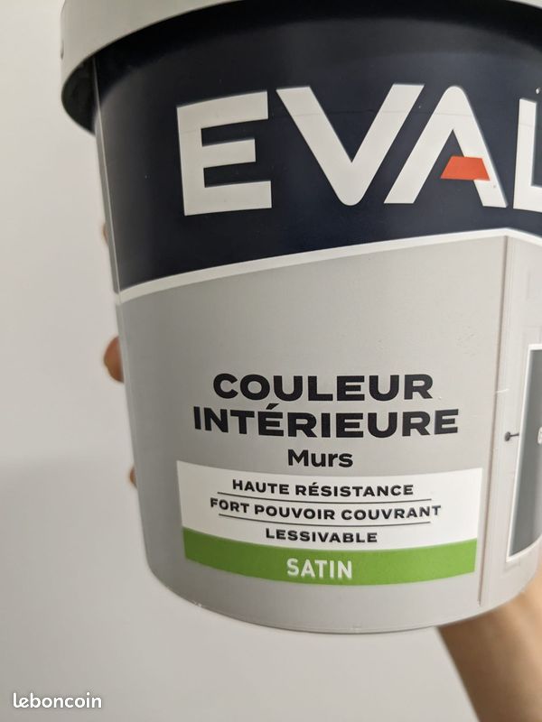 Peinture acrylique bicouche Evalux gris ardoise satin murs et plafonds, 0,75l (image 2)