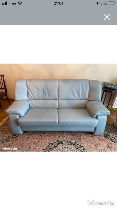 Canapé et fauteuil Stressless cuir bleu (image 1)