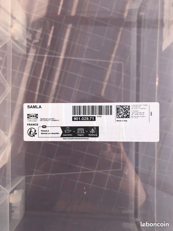 Boîte SAMLA avec couvercle IKEA 130L - NEUVE mais une roue manquante (image 3)