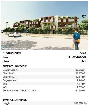Appartement 3 pièces 67 m² · à Frontignan · 67 m² · 1 190 €