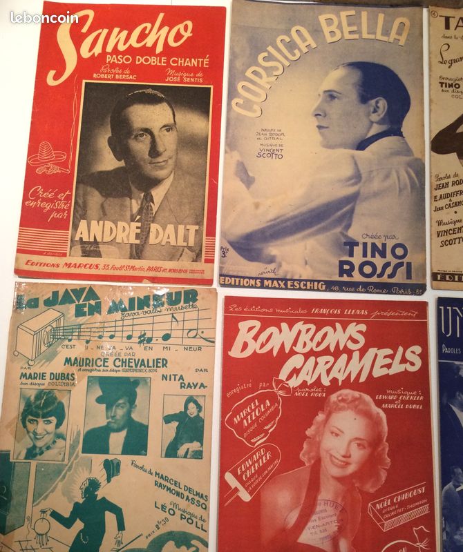 Lot de 10 partitions anciennes de musique (image 2)
