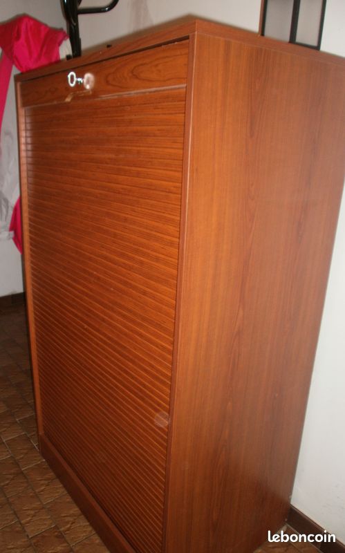 Meuble Informatique En Bois - Marron - Avec Portes Et Fermeture à Clé