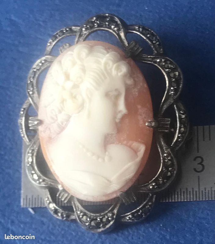 Broche Vintage En Argent Sterling Avec Marcassites - Bijou Ancien, Parfait état, Référence 3428