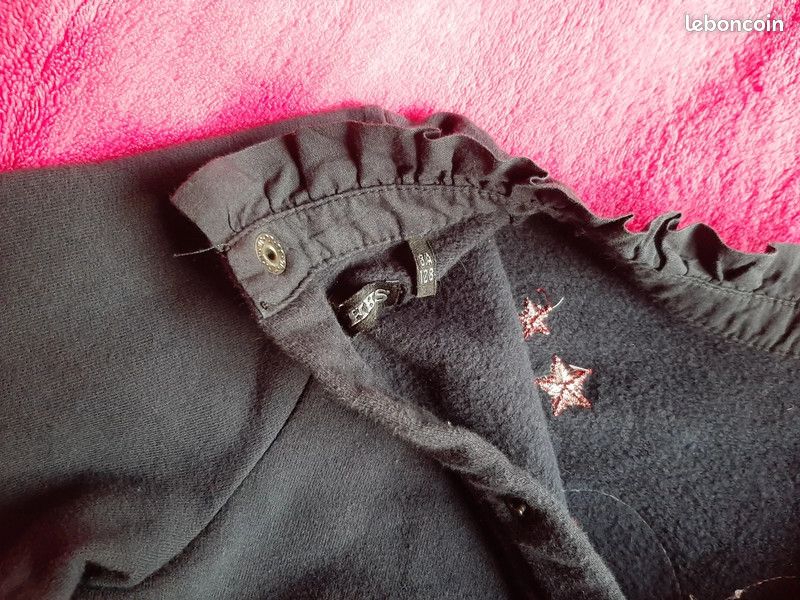 Robe marine crépon broderie Atebas fille