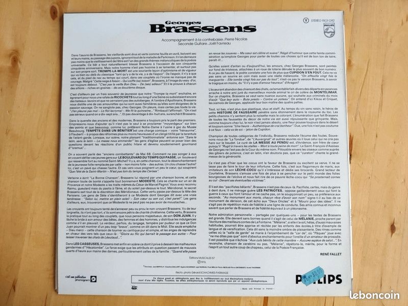 Vinyle 33 tours Georges Brassens (image 2)