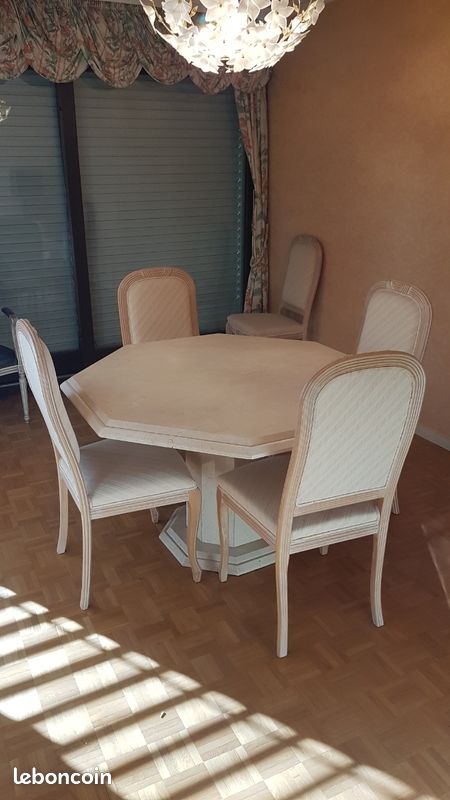 Table concorde octogonale 140 marbre crème marfil (image 2)