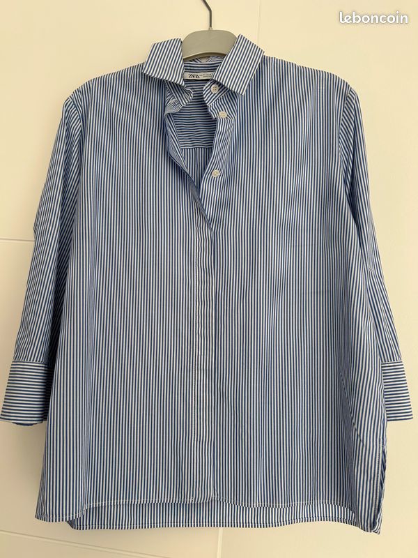 Chemisier Zara Gris - Taille L - Léger Et Cintré - Occasion Très Bon état - Réf. ZC116