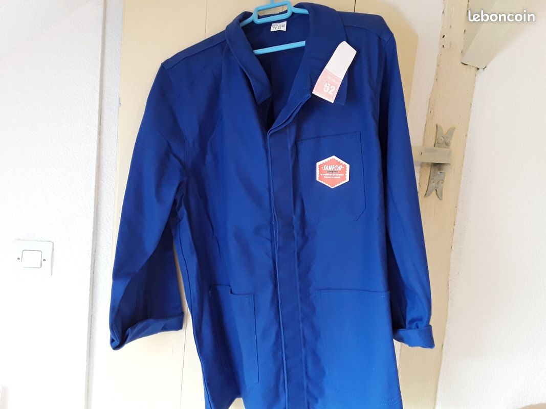Veste bleu de travail neuf vintage sanfor 100 pourcent coton